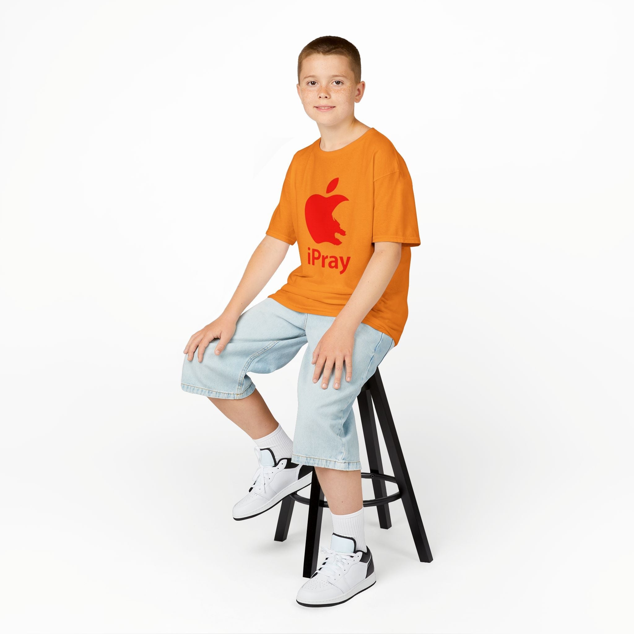Kids Graphic Tee — Red iPray Logo Prayer Shirt for Children Printify