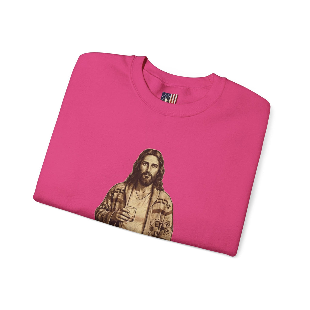 Abide Jesus Sweatshirt — Vintage 'The Dude' Religious Graphic Sweatshirt Printify