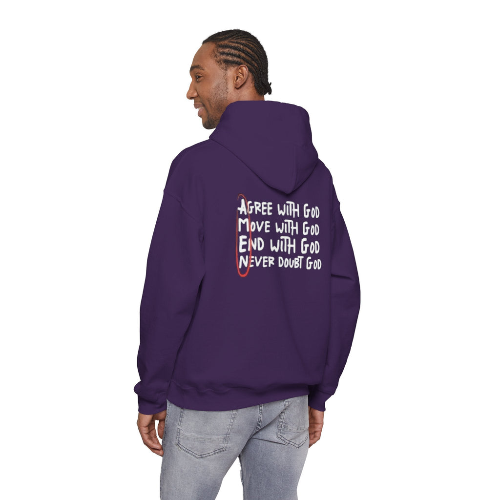 AMEN Acronym Hoodie – Agree with God Move with God End with God Never Doubt God Christian Sweatshirt for Unwavering Faith Printify