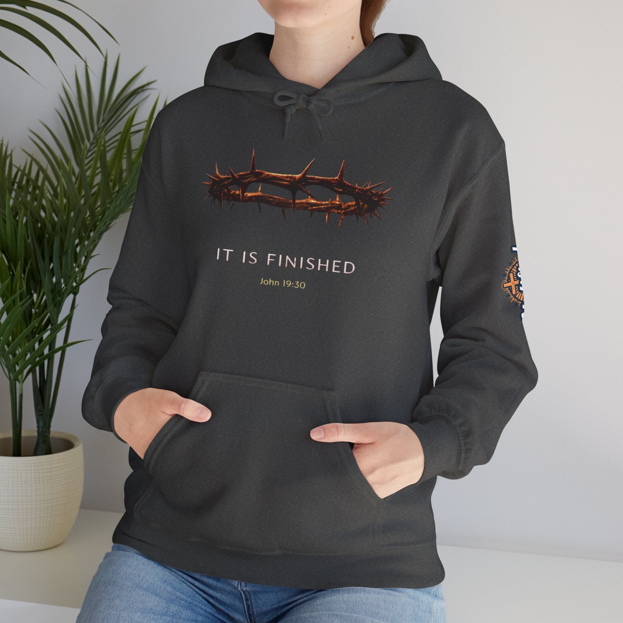 It Is Finished Crown of Thorns Hoodie — Christian John 19:30 Faith Hoodie Printify