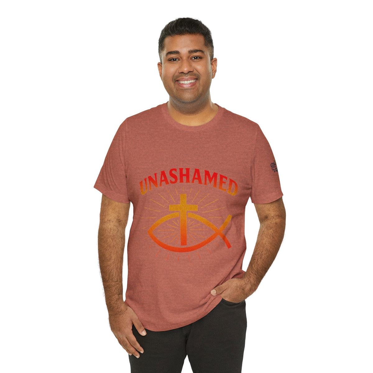 Unashamed T-shirt – Ichthys Jesus Fish & Cross Christian T-shirt for Romans 1:16 Bold Faith Printify
