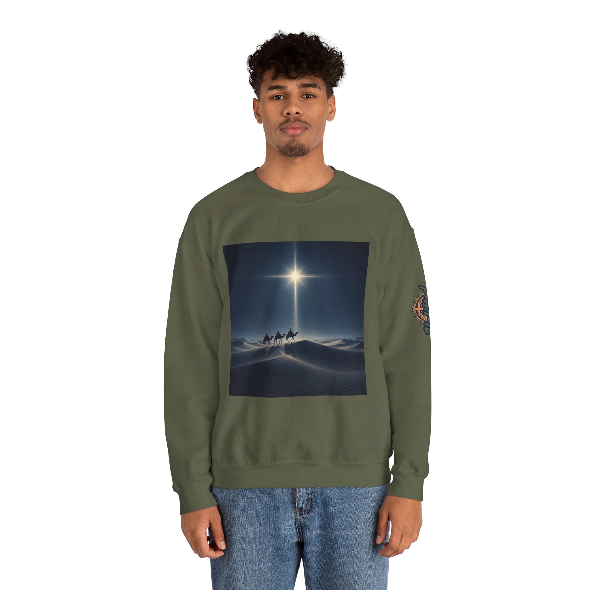 3 Wise Men Sweatshirt – Magi Camels Nativity Journey Christian Christmas Sweatshirt for Epiphany Faith & Holy Night Printify