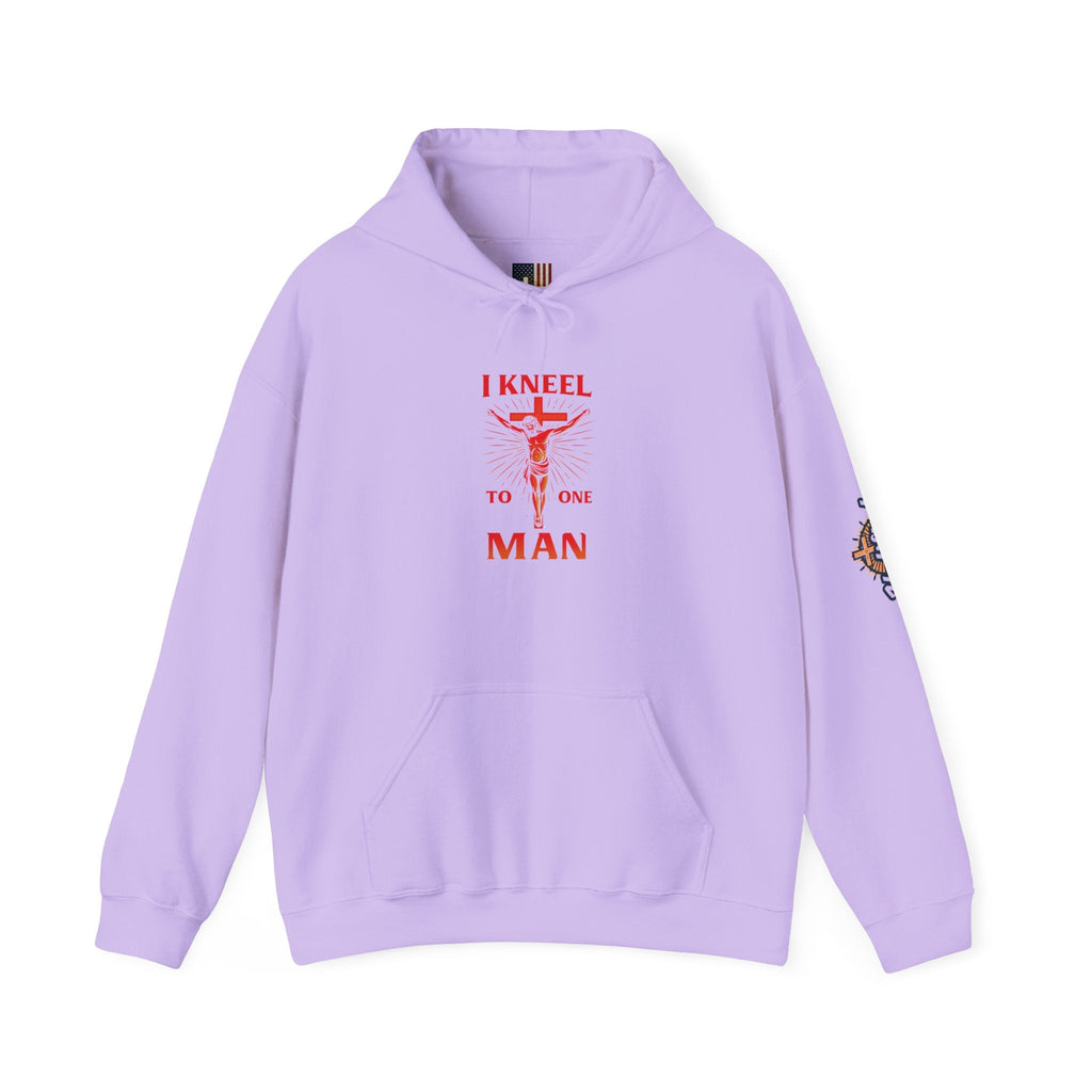 I Kneel to One Man Hoodie – Crucifixion Christian Sweatshirt for Unashamed Devotion & Bold Faith Printify