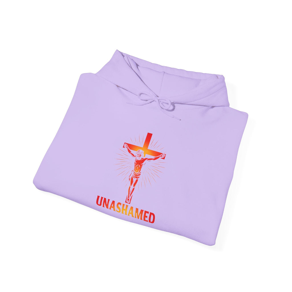 Unashamed Hoodie – Romans 1:16 Crucifixion Christian Sweatshirt for Bold Unwavering Faith Printify