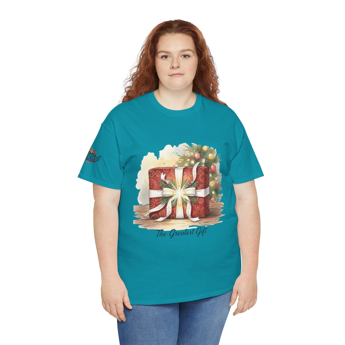 The Greatest Gift T-shirt – Cross Bow Present Christian T-shirt for Christmas Salvation & Eternal Faith Printify