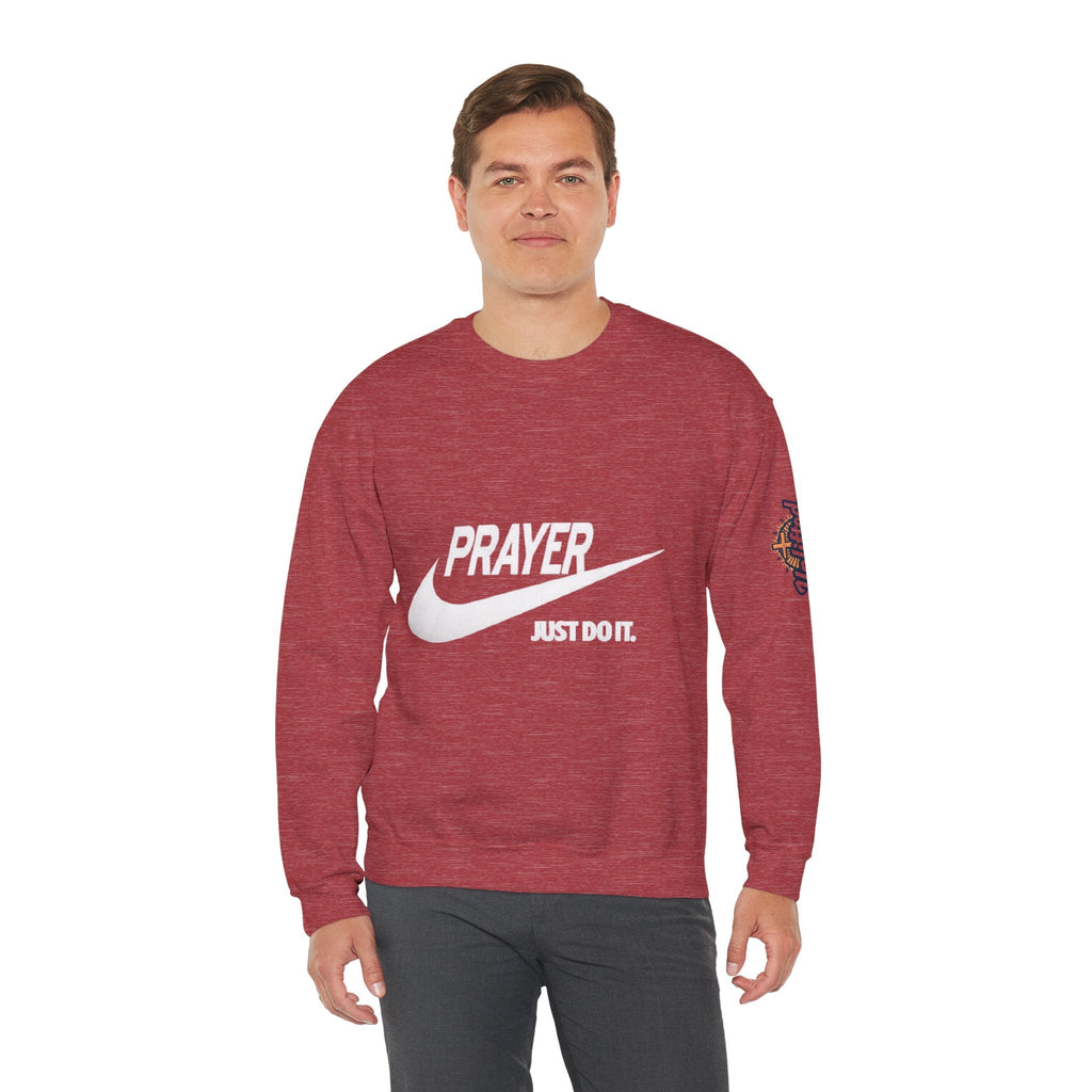 Prayer Just Do It Sweatshirt - Funny Christian Nike Parody Sweatshirt - Faith Gear Printify