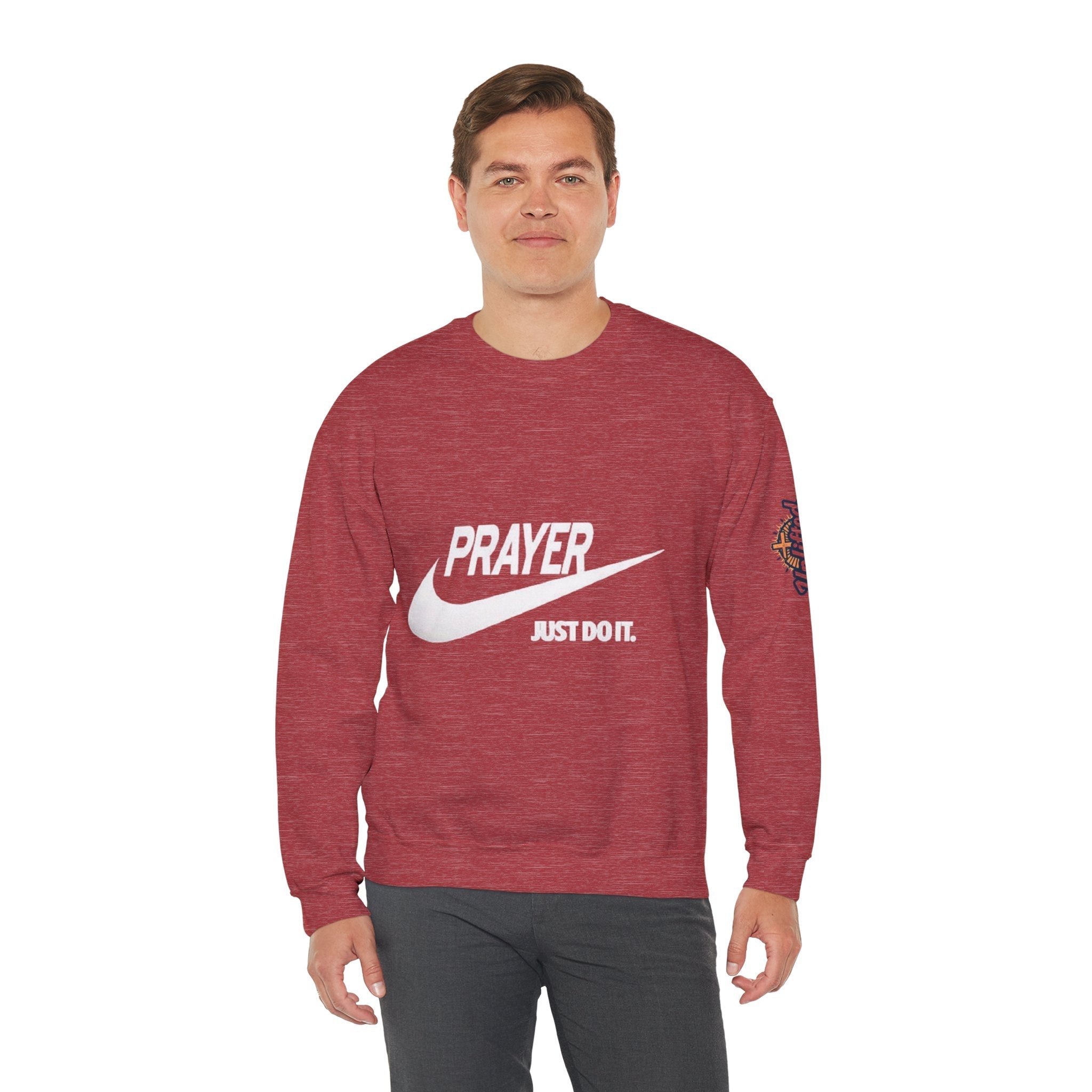 Prayer Just Do It Sweatshirt - Funny Christian Nike Parody Sweatshirt - Faith Gear Printify