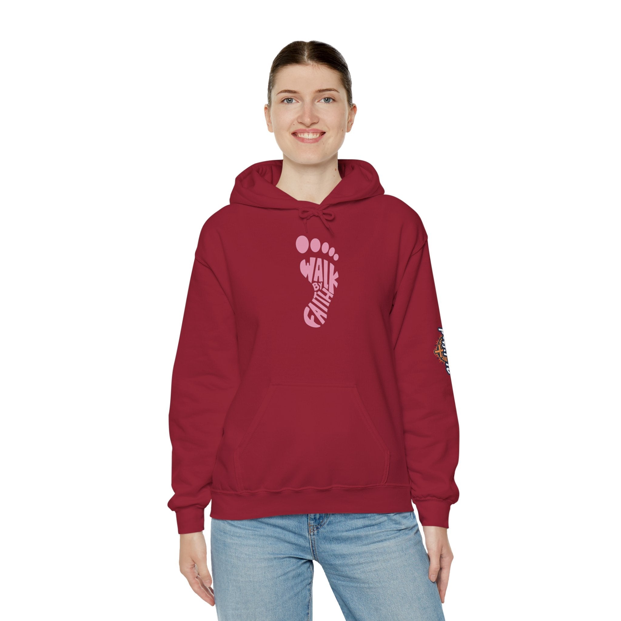 Walk By Faith Footprint Hoodie Printify