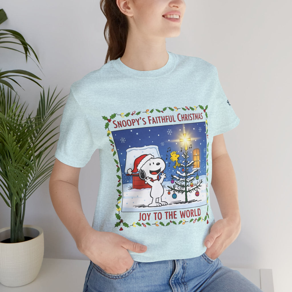 🎄 Faithful Christmas Friends – Christian Holiday T-Shirt | Festive Tree & Cartoon Duo | Heartwarming Christmas Tee by Uplifted Gear Printify