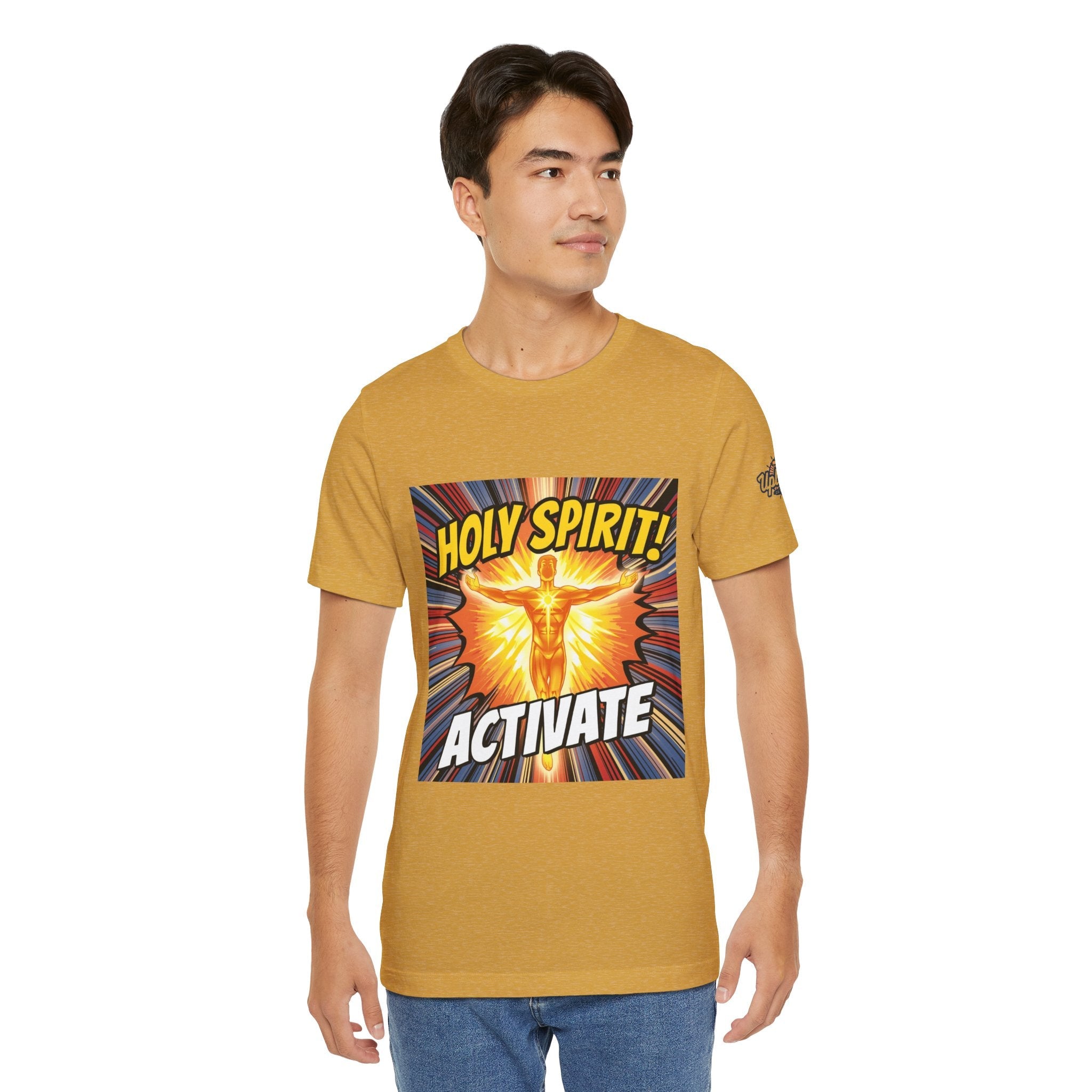 Holy Spirit Activate T-shirt – Superhero Christian T-shirt with Vibrant Power-Up Design for Faith-Fueled Boldness Printify