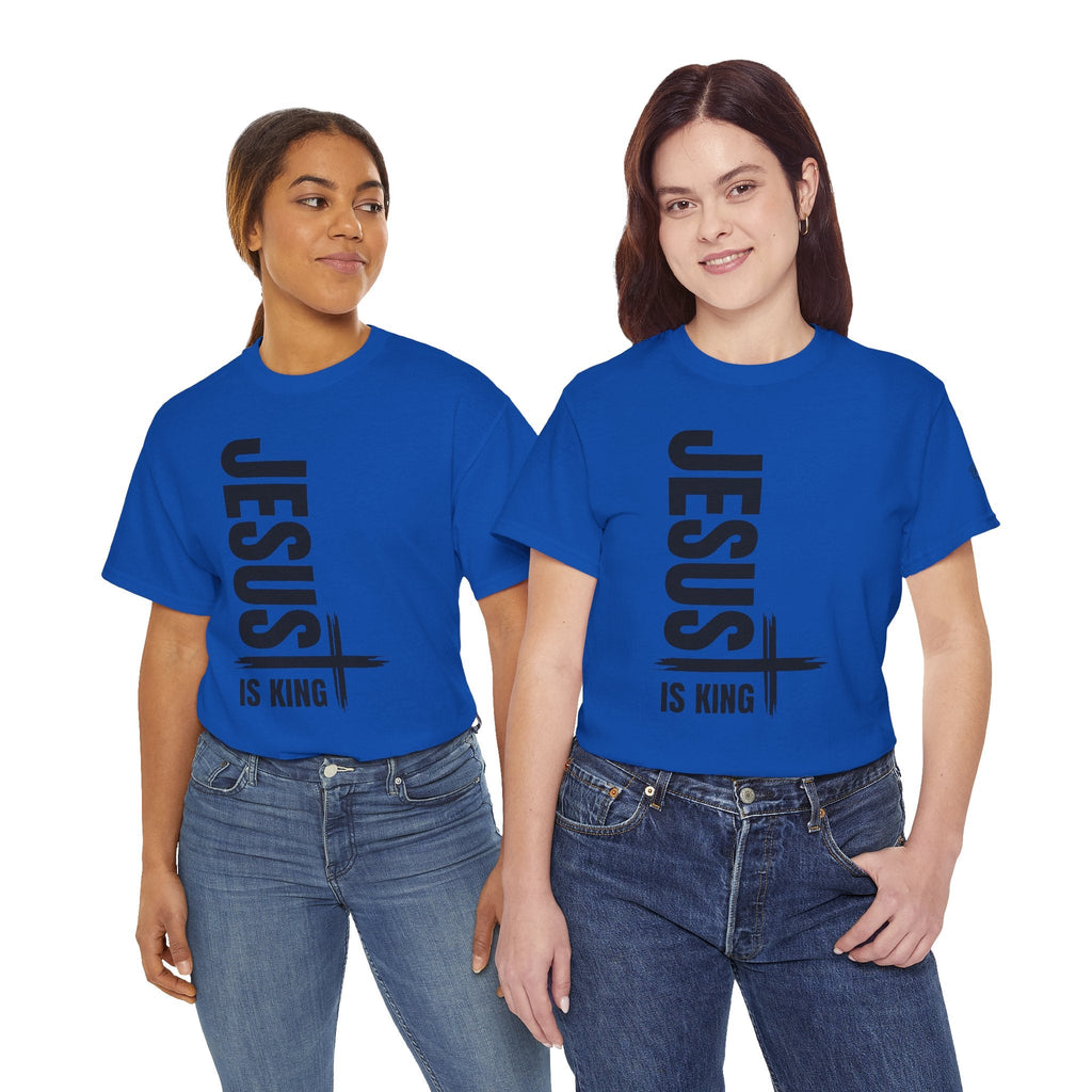 Jesus Is King T-shirt | Modern Typographic Cross Christian T-shirt Printify