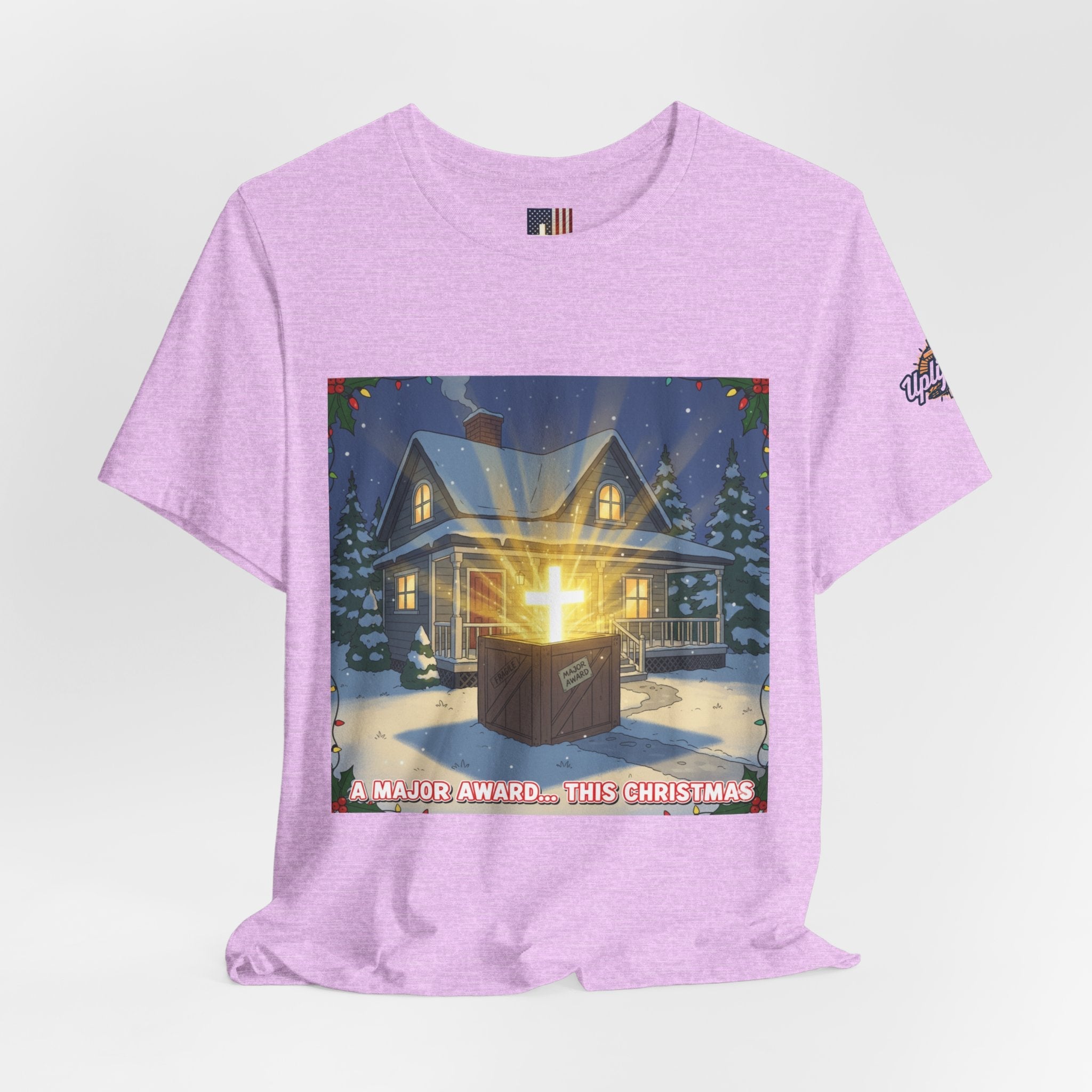 A Major Award This Christmas T-shirt – Fragile Leg Lamp Parody Cross Unboxing Christian T-shirt for Hilarious Faith & Holiday Glow Printify