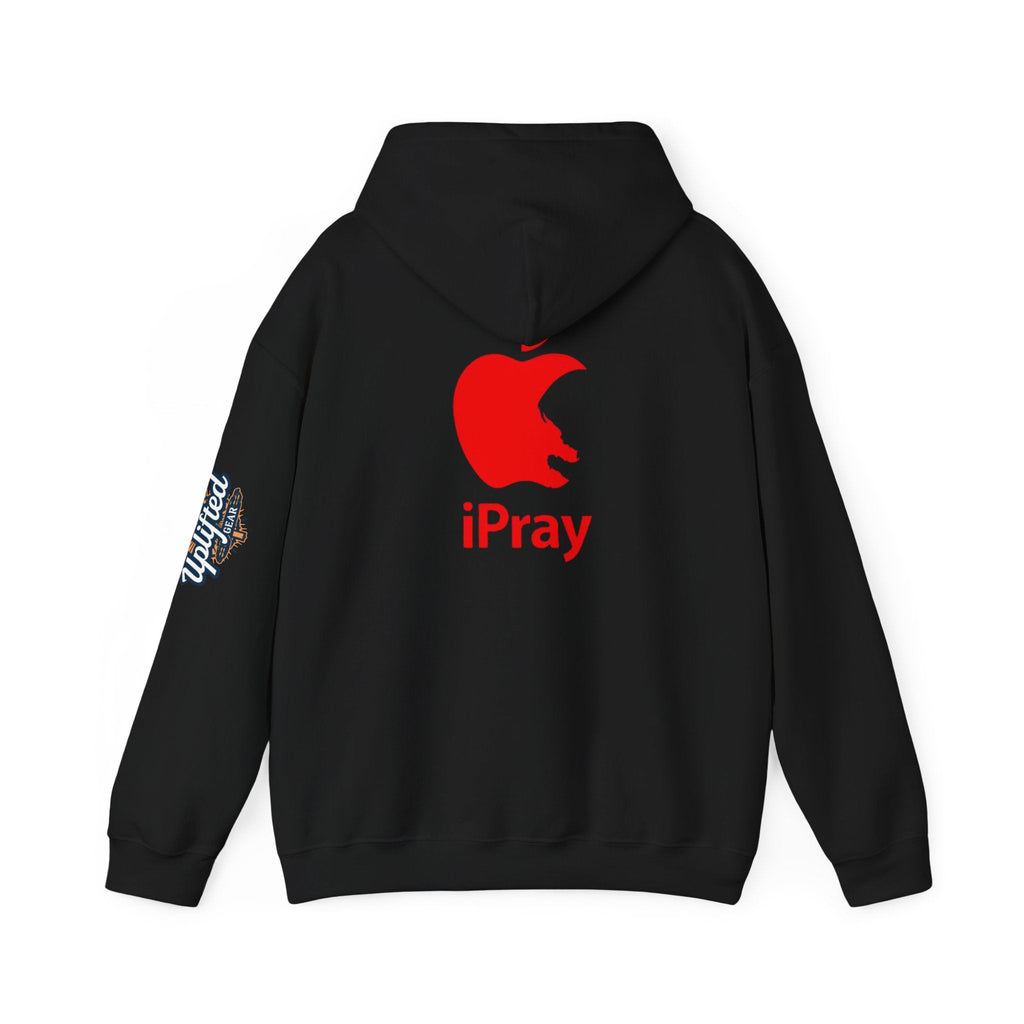 iPray Apple Logo Hoodie — Funny Christian Hoodie (Minimal Red Apple Graphic) Printify