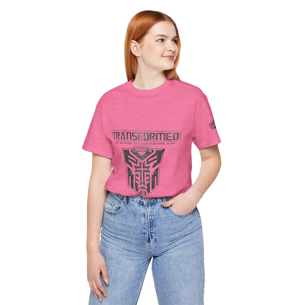 Transformer Logo Christian T-shirt | 2 Corinthians 3:18 Bible Verse T-shirt Printify