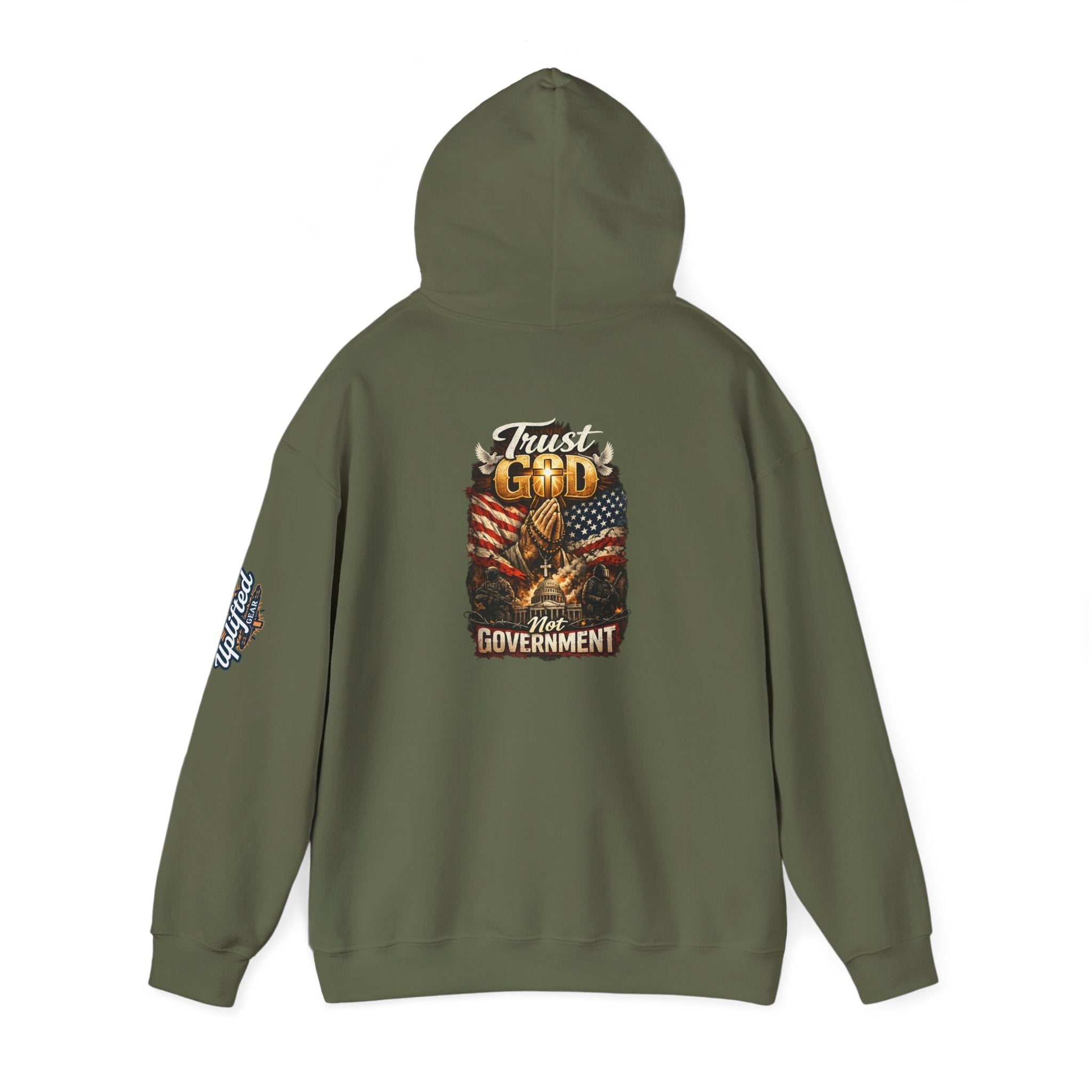 Trust God Not Government Hoodie — Vintage Patriotic Christian Hoodie Printify