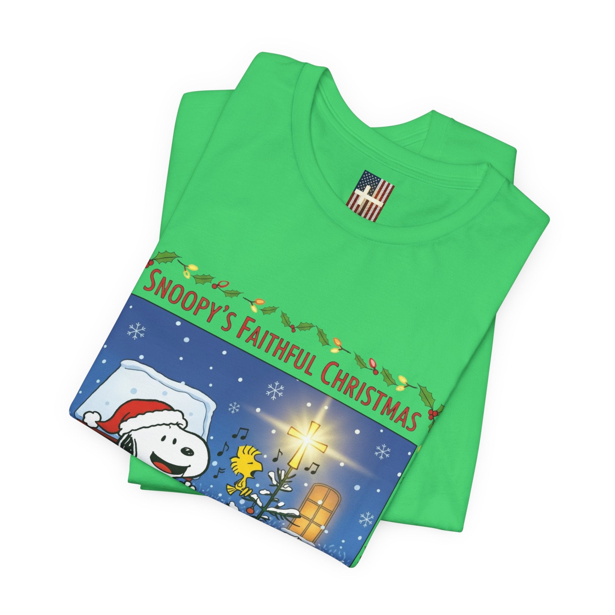 🎄 Faithful Christmas Friends – Christian Holiday T-Shirt | Festive Tree & Cartoon Duo | Heartwarming Christmas Tee by Uplifted Gear Printify