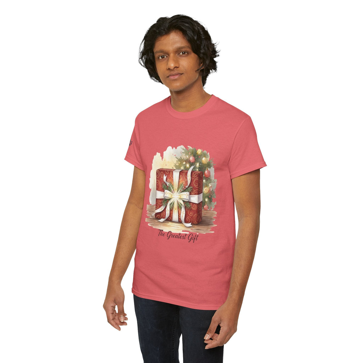 The Greatest Gift T-shirt – Cross Bow Present Christian T-shirt for Christmas Salvation & Eternal Faith Printify