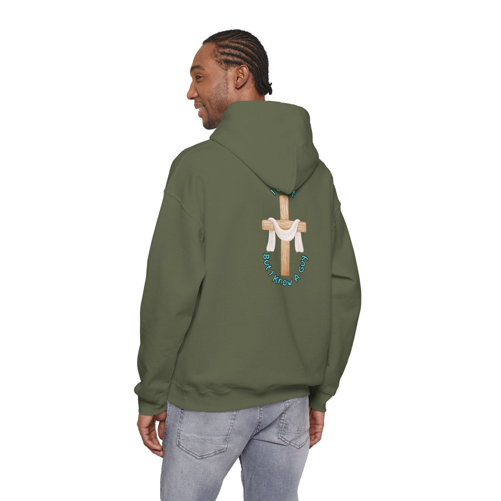 I Can’t, But I Know a Guy Hoodie – Jesus Cross Christian Hoodie for Cozy Faith Printify