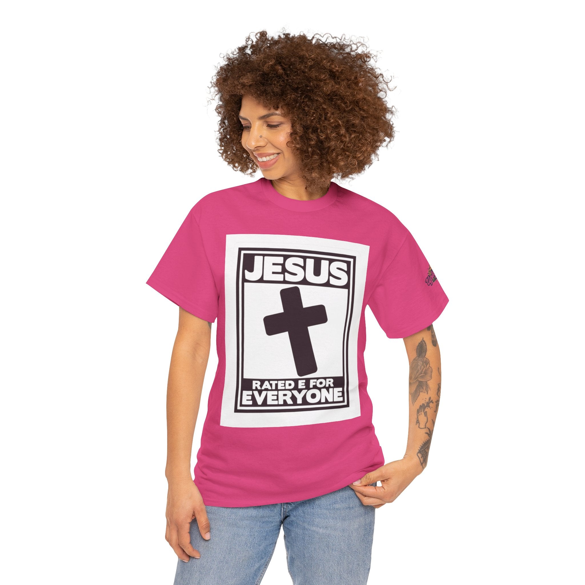 Jesus, Rated E for Everyone T-shirt - Gamer Faith T-shirt - Christian Video Game Parody Printify