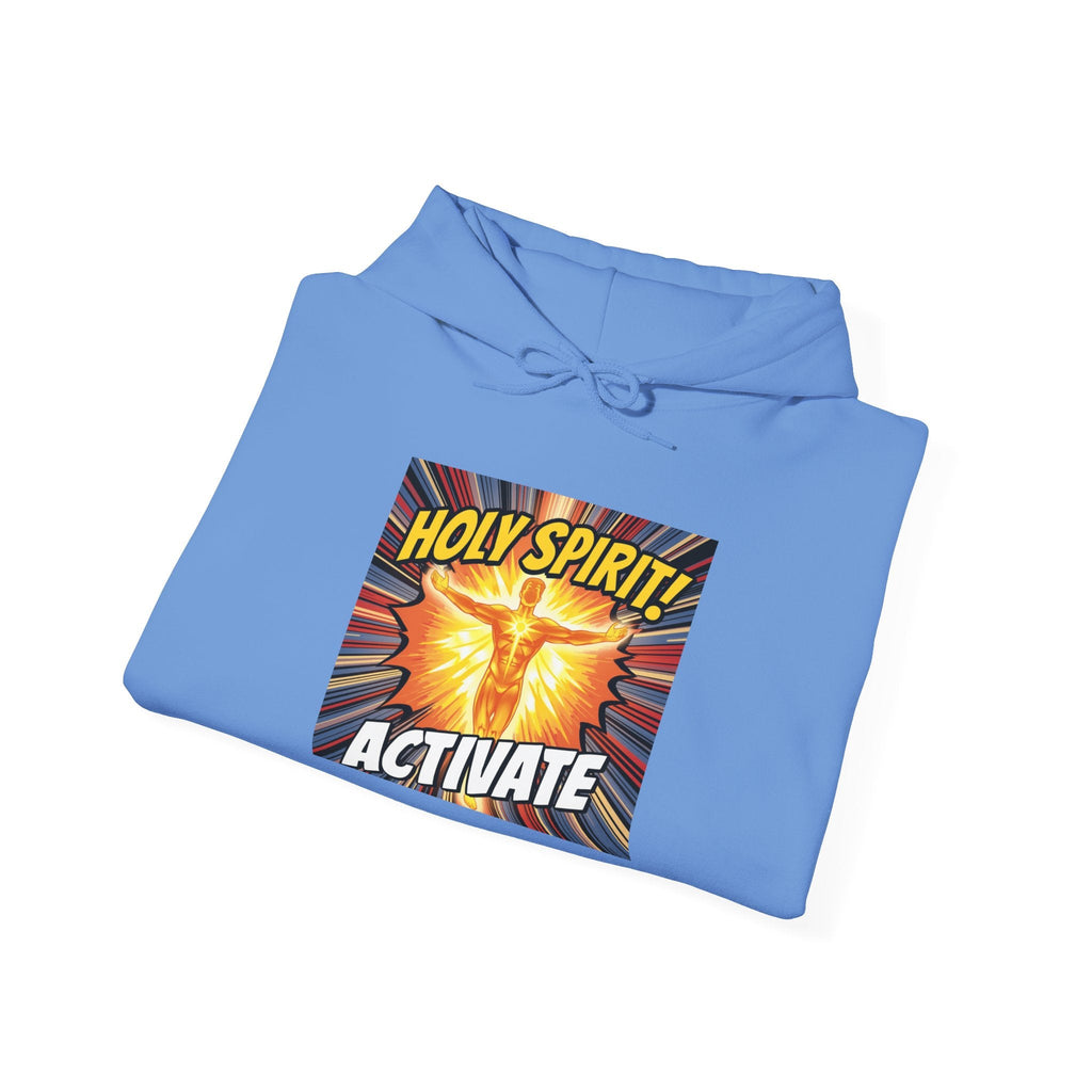 Holy Spirit Activate Hoodie – Superhero Christian Sweatshirt with Vibrant Power-Up Design for Faith-Fueled Boldness Printify