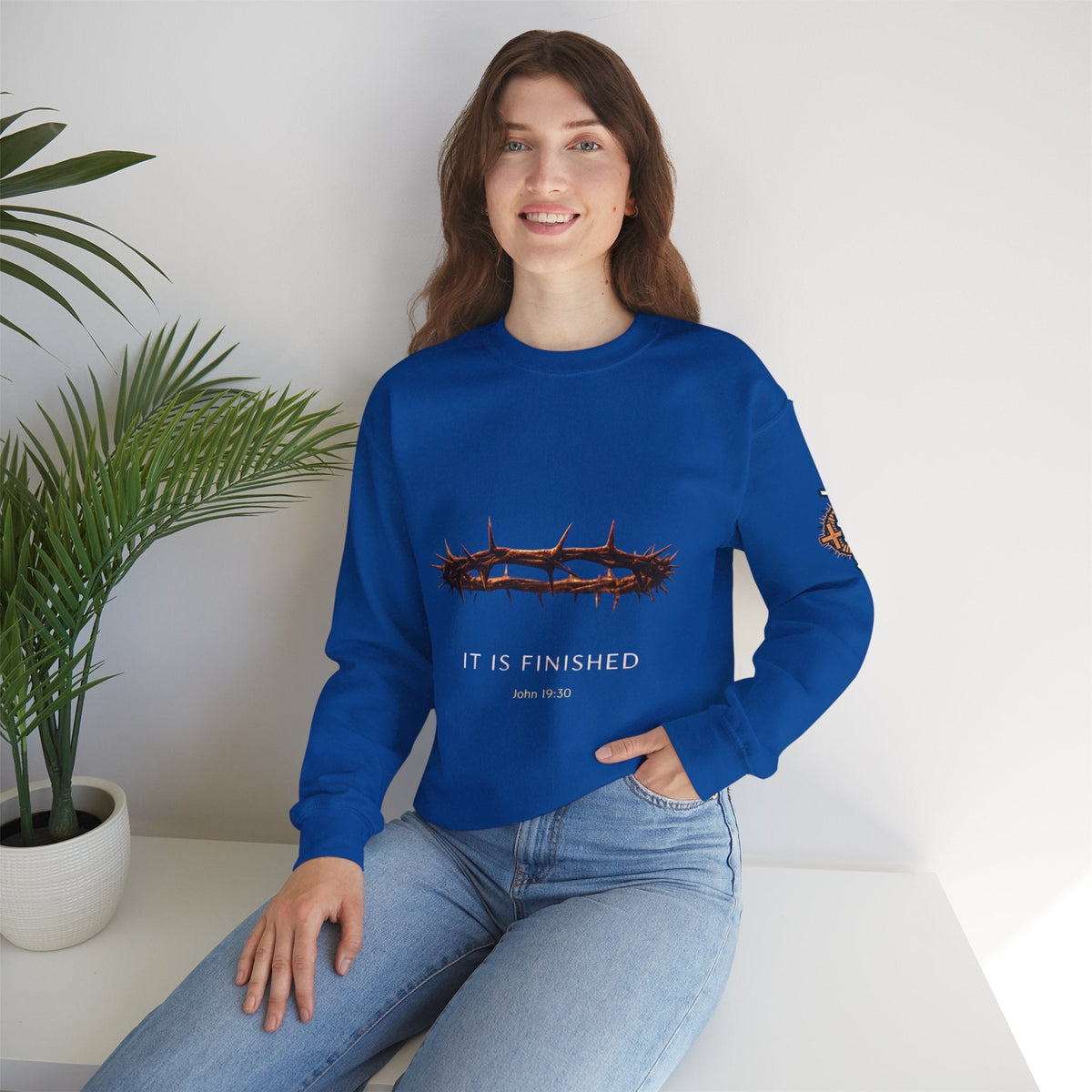 It Is Finished Crown of Thorns Sweatshirt — Christian John 19:30 Faith Sweatshirt Printify