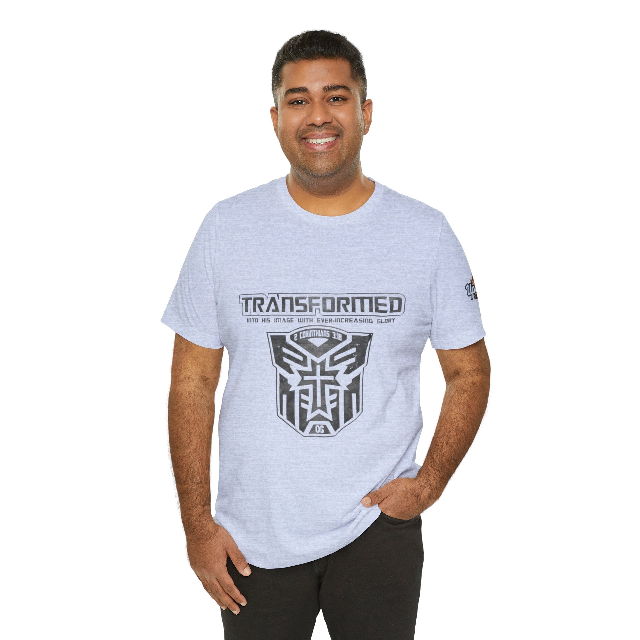 Transformer Logo Christian T-shirt | 2 Corinthians 3:18 Bible Verse T-shirt Printify