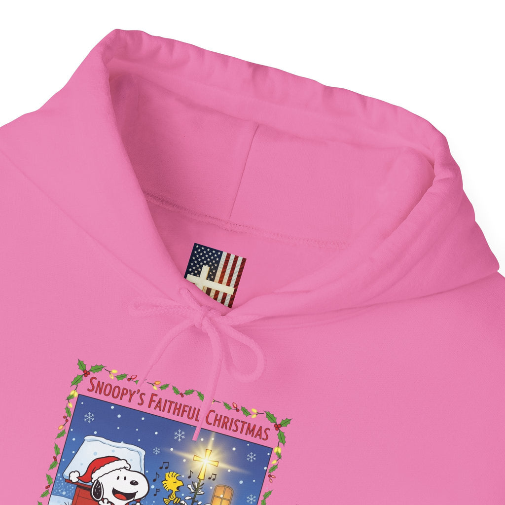 🎄 Faithful Christmas Friends – Christian Holiday Hoodie | Festive Tree & Cartoon Duo | Heartwarming Christmas Tee by Uplifted Gear Printify