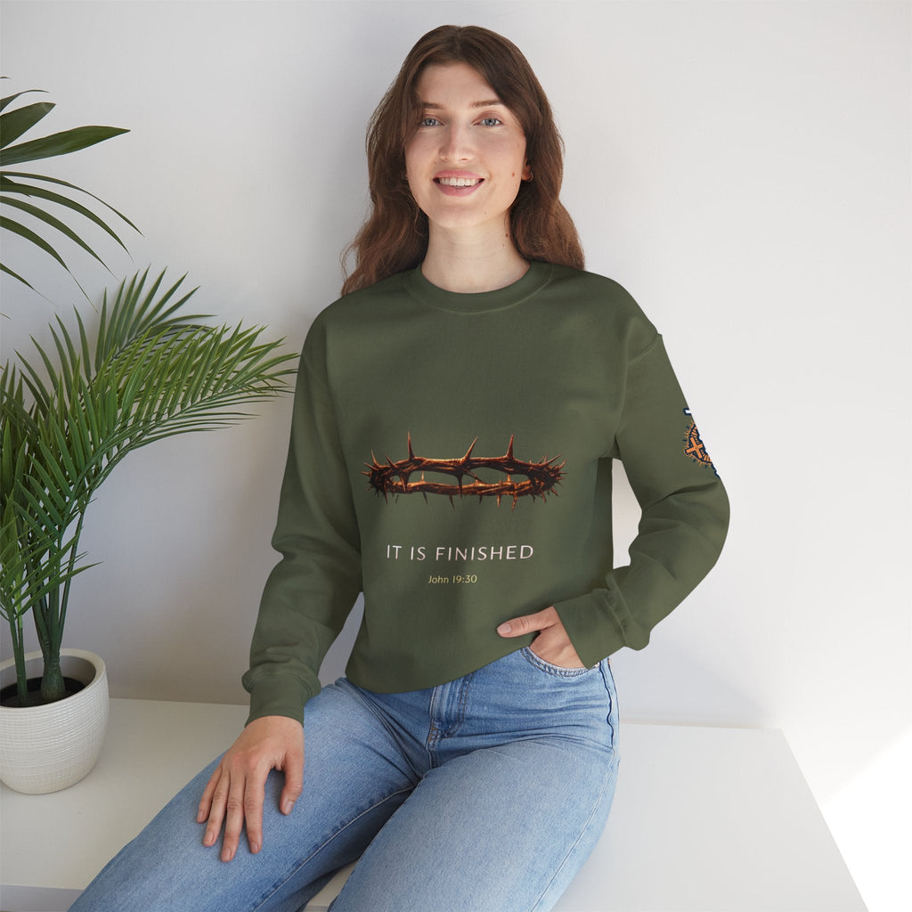 It Is Finished Crown of Thorns Sweatshirt — Christian John 19:30 Faith Sweatshirt Printify