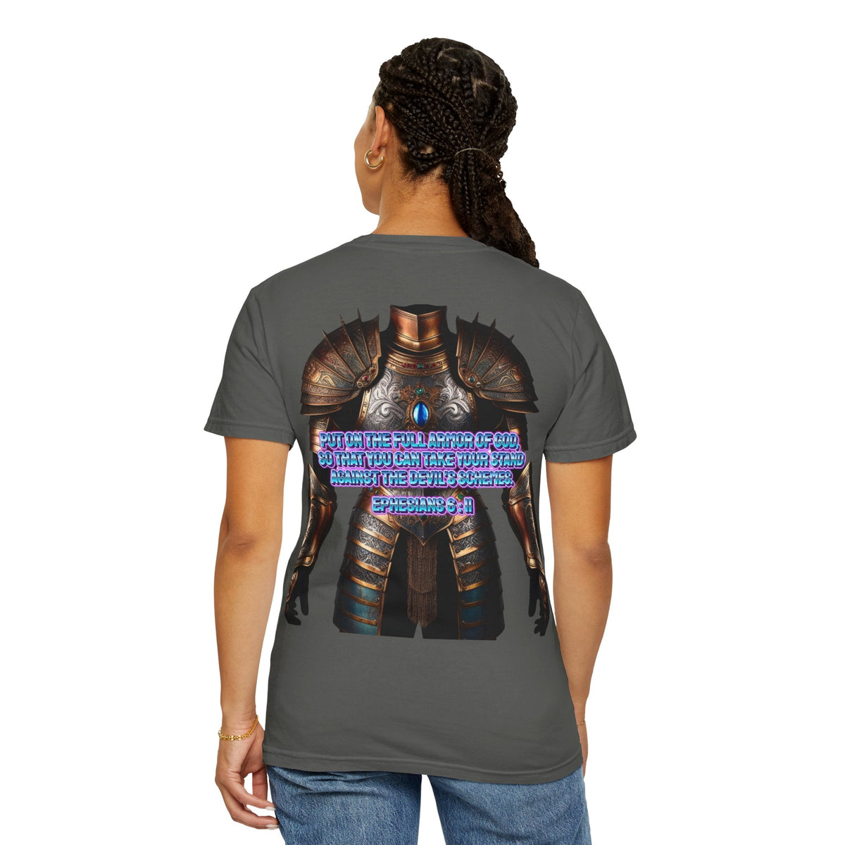 Religious Graphic Tee with Armor Of God Design - Unisex Garment-Dyed T-shirt Printify