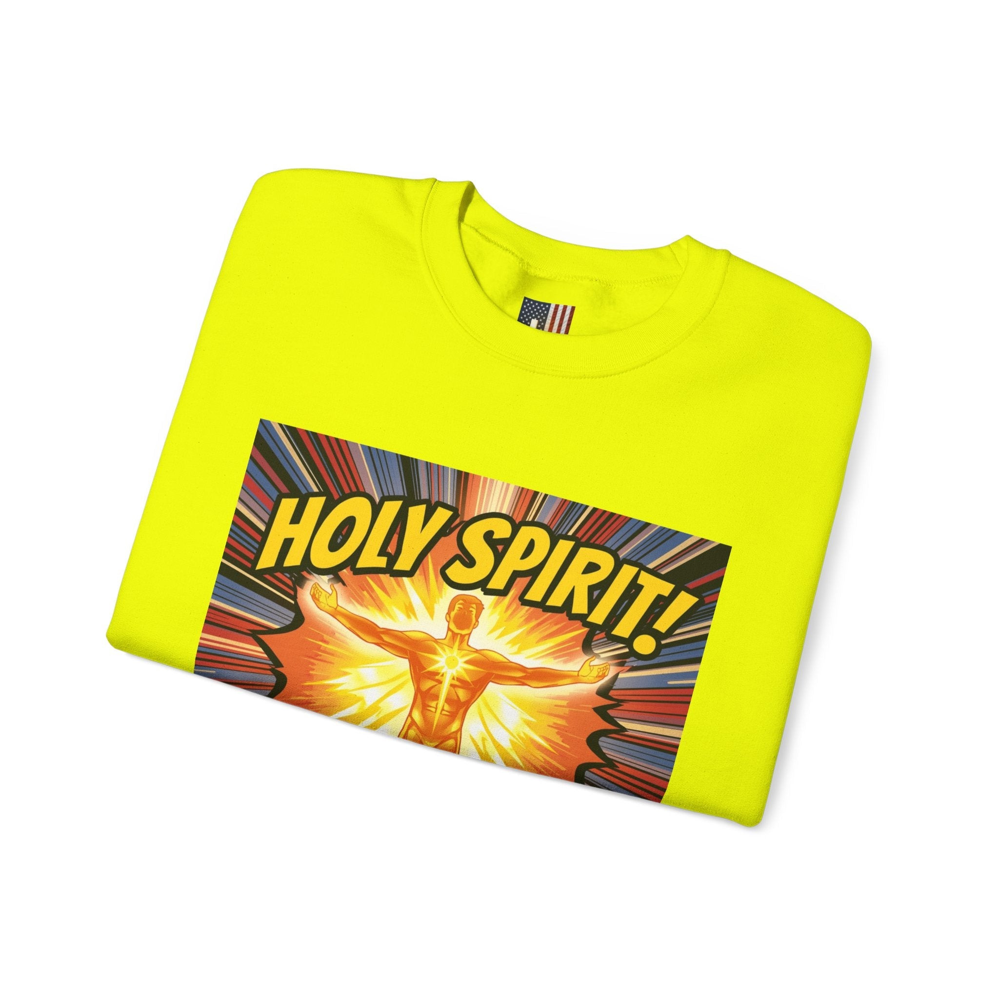 Holy Spirit Activate Sweatshirt – Superhero Christian Sweatshirt with Vibrant Power-Up Design for Faith-Fueled Boldness Printify