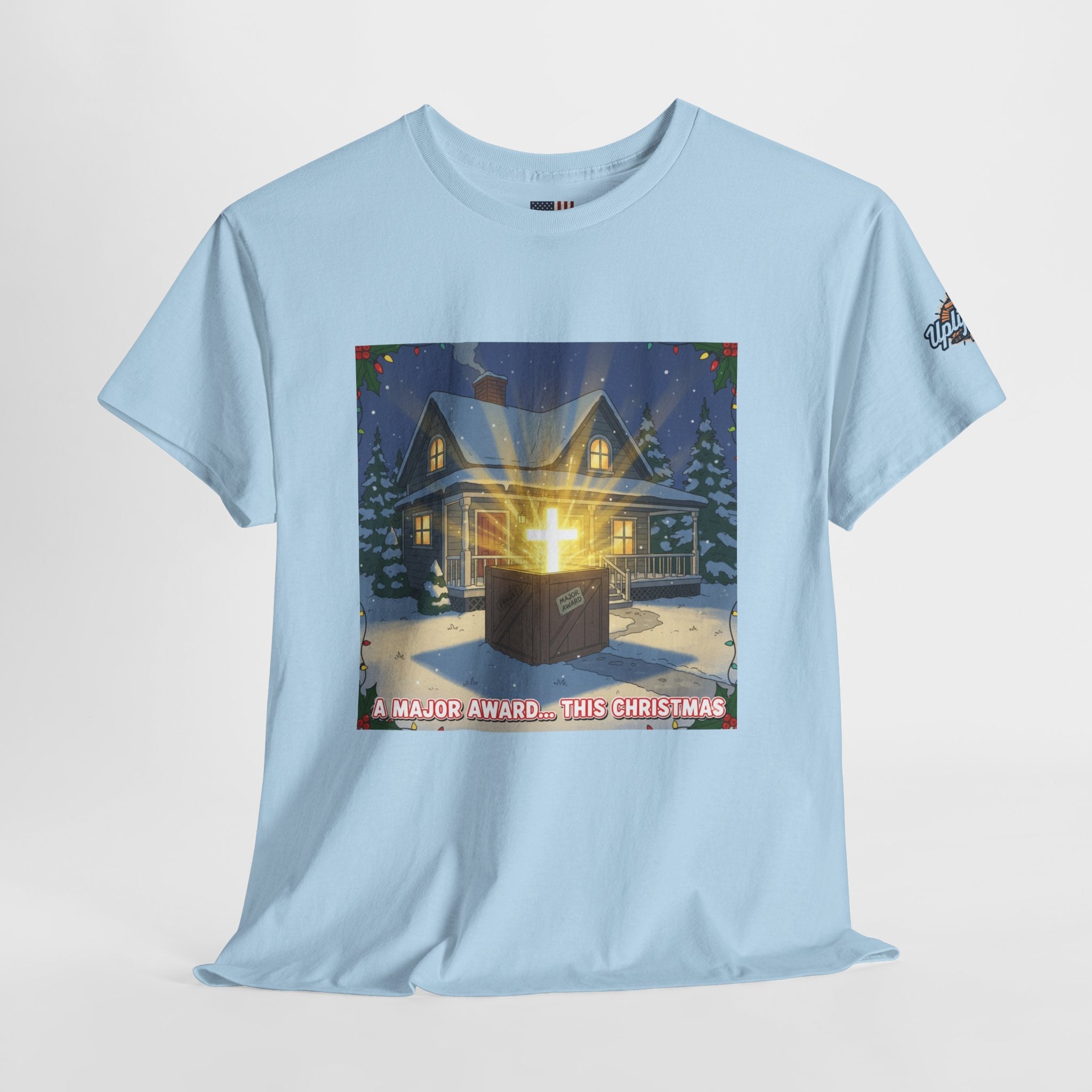 A Major Award This Christmas T-shirt – Fragile Leg Lamp Parody Cross Unboxing Christian T-shirt for Hilarious Faith & Holiday Glow Printify