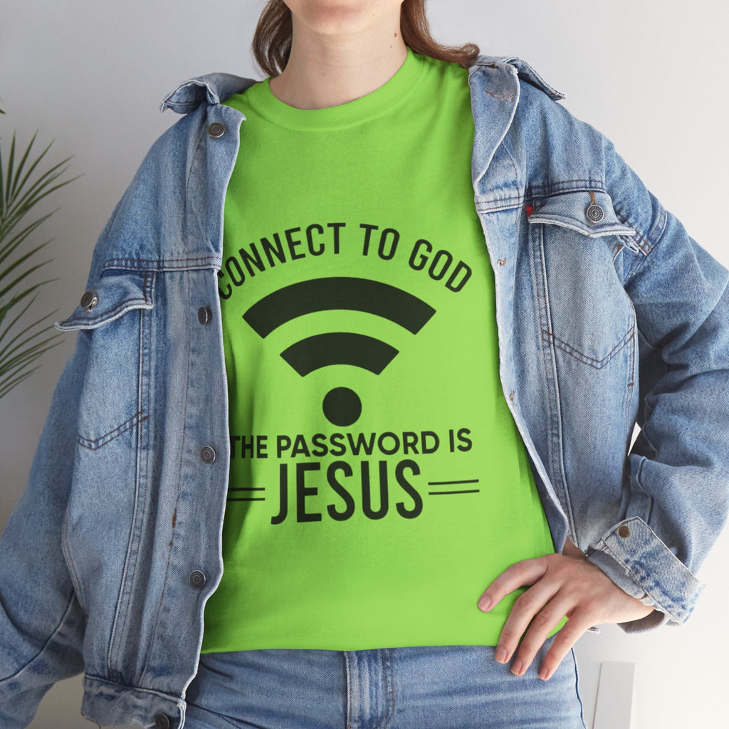 Connect to God T-shirt - WIFI Password is Jesus - Funny Christian Faith T-shirt Printify