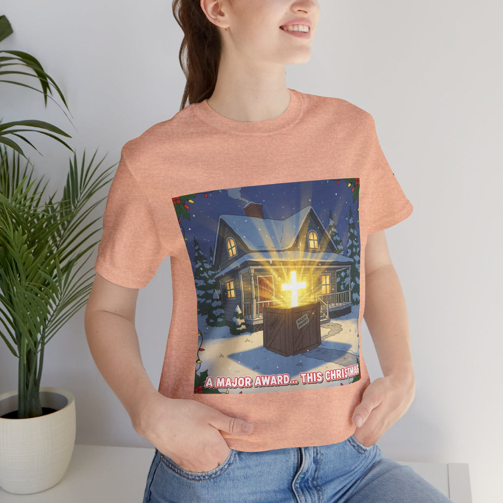 A Major Award This Christmas T-shirt – Fragile Leg Lamp Parody Cross Unboxing Christian T-shirt for Hilarious Faith & Holiday Glow Printify