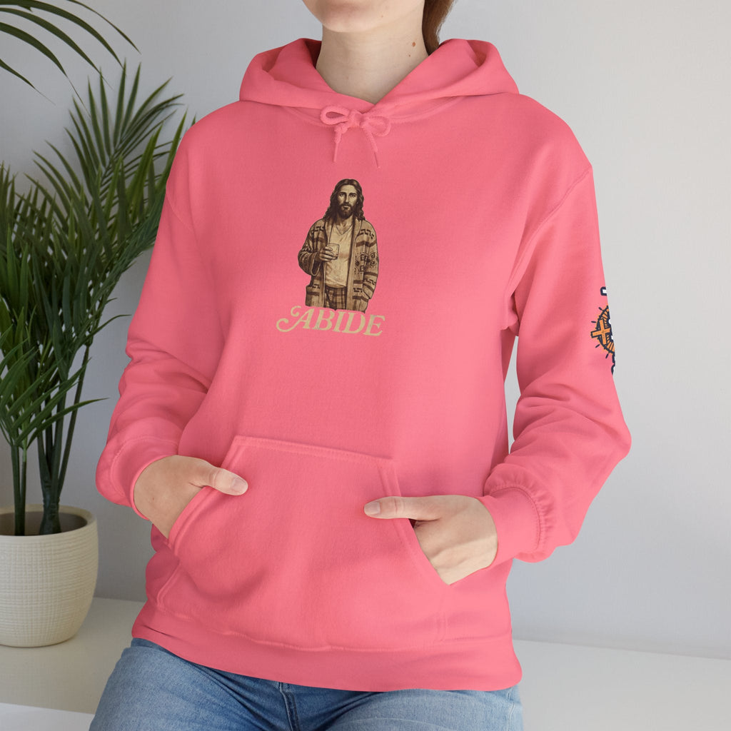 Abide Jesus Hoodie — Vintage 'The Dude' Religious Graphic Hoodie Printify