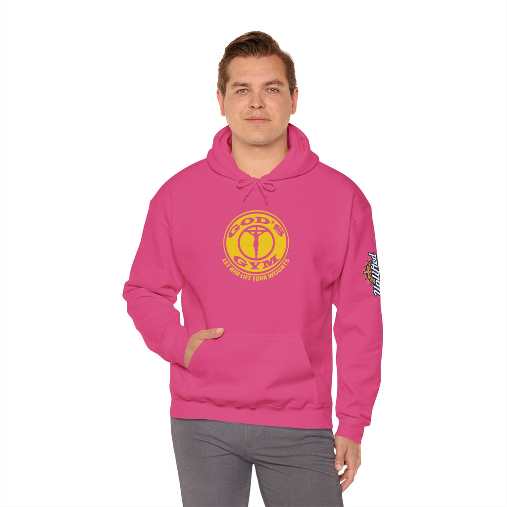 God's Gym Hoodie — "Let Him Lift Your Weights" Christian Fitness Hoodie Printify