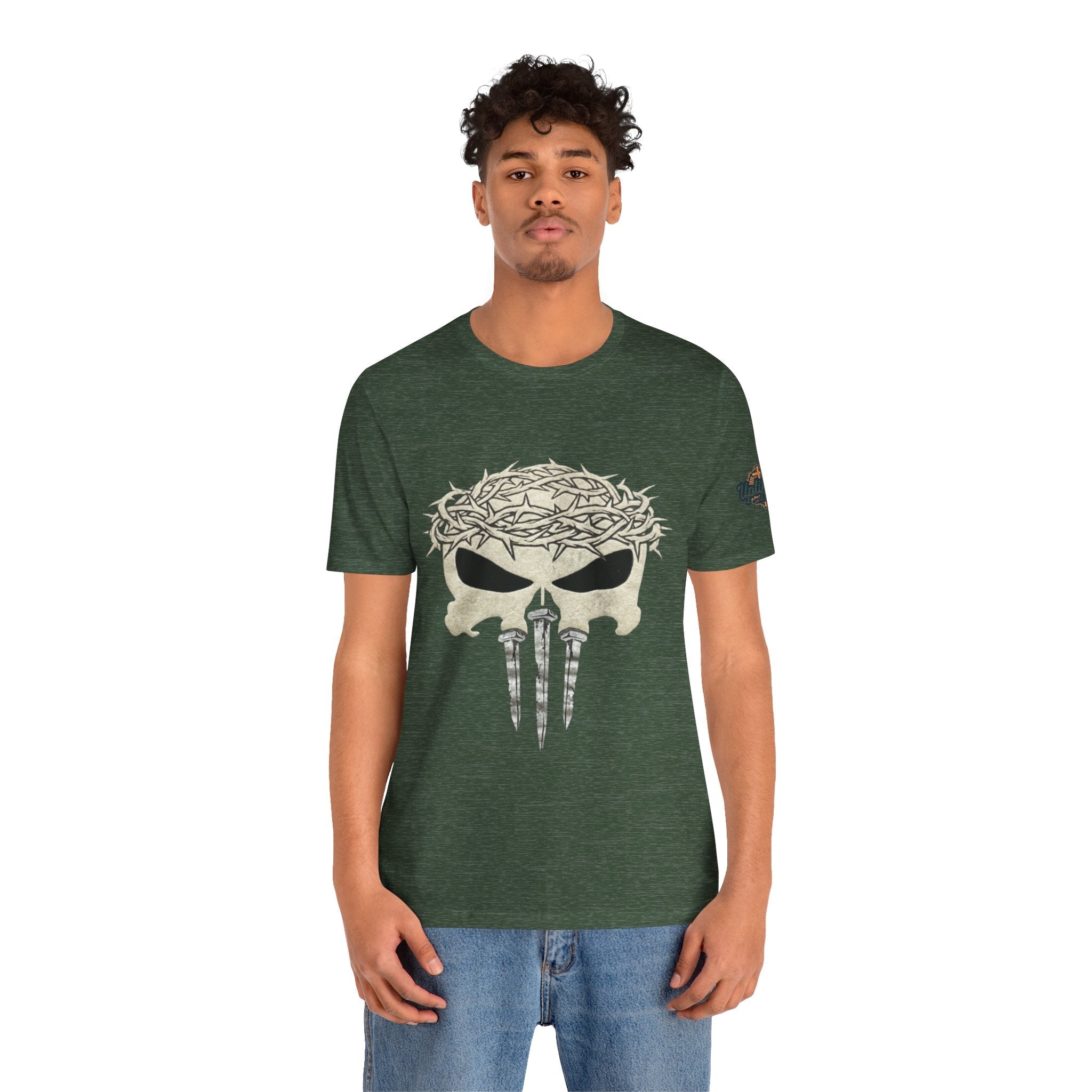 Christian Skull T-shirt - Crown of Thorns & Nails - Warrior Faith T-shirt Printify