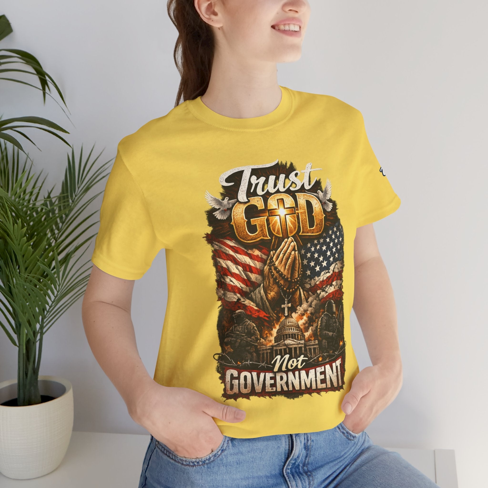 Trust God Not Government T-Shirt — Vintage Patriotic Christian Tee Printify