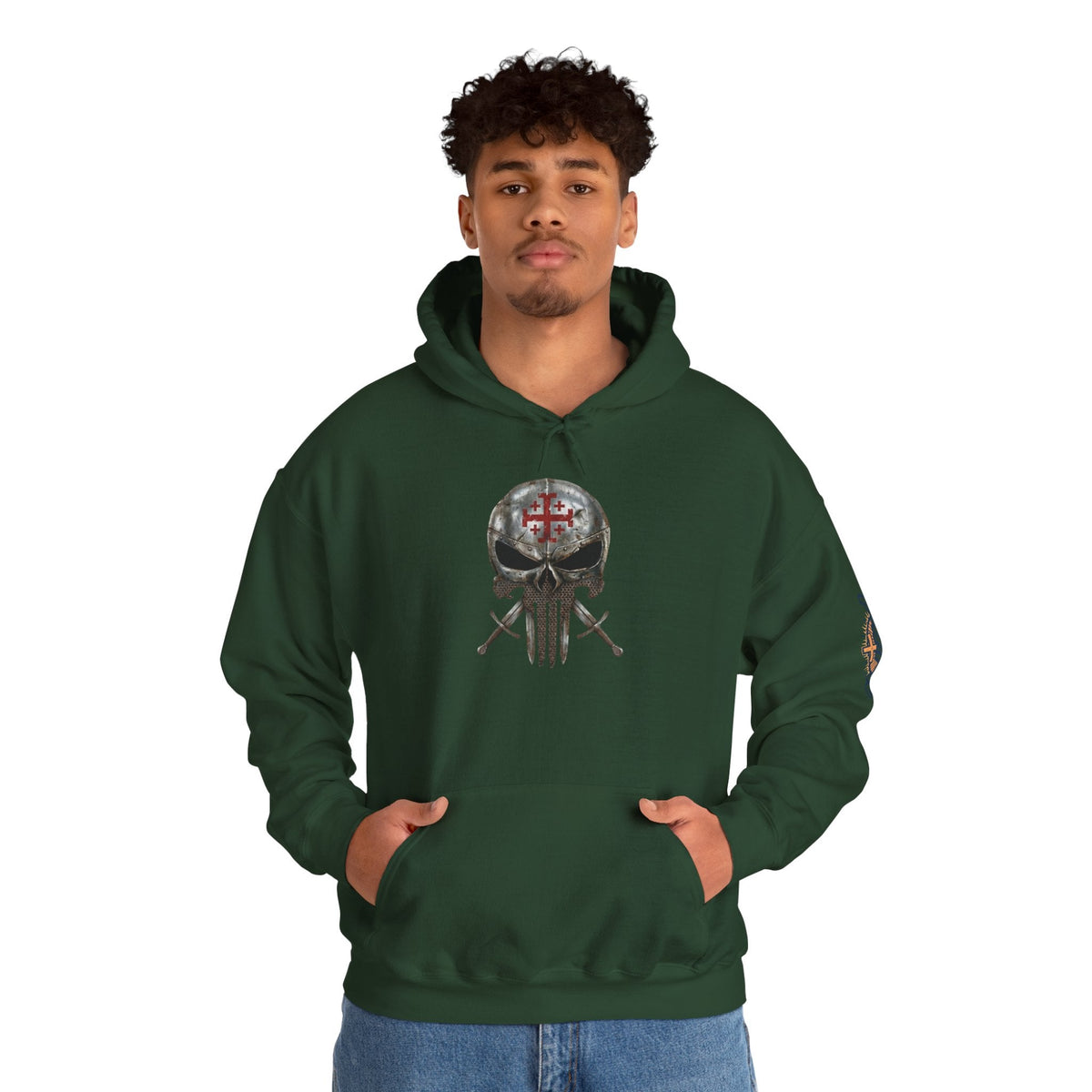 Crusader Knight Christian Skull Hoodie - Warrior Armor of God Hoodie Printify