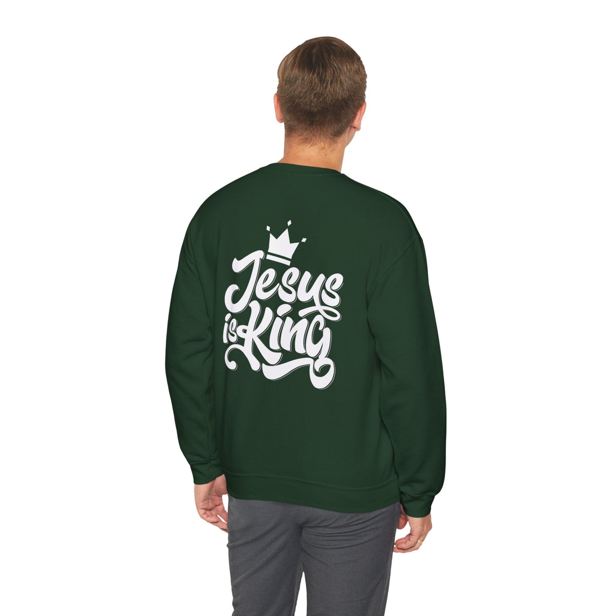 Jesus is King Sweatshirt – Bold Crown & Cross Christian Hoodie for Eternal Faith & Comfort Printify