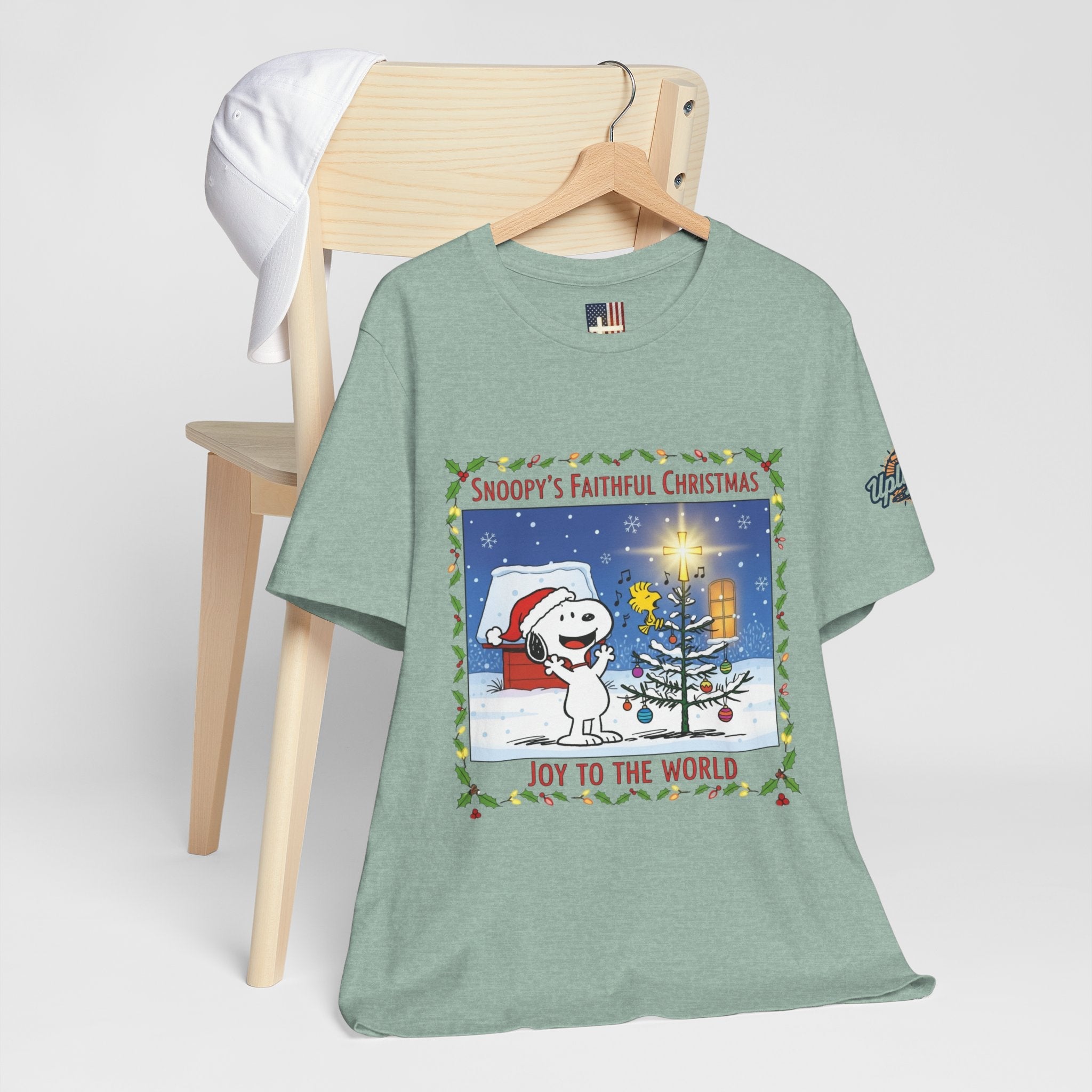 🎄 Faithful Christmas Friends – Christian Holiday T-Shirt | Festive Tree & Cartoon Duo | Heartwarming Christmas Tee by Uplifted Gear Printify