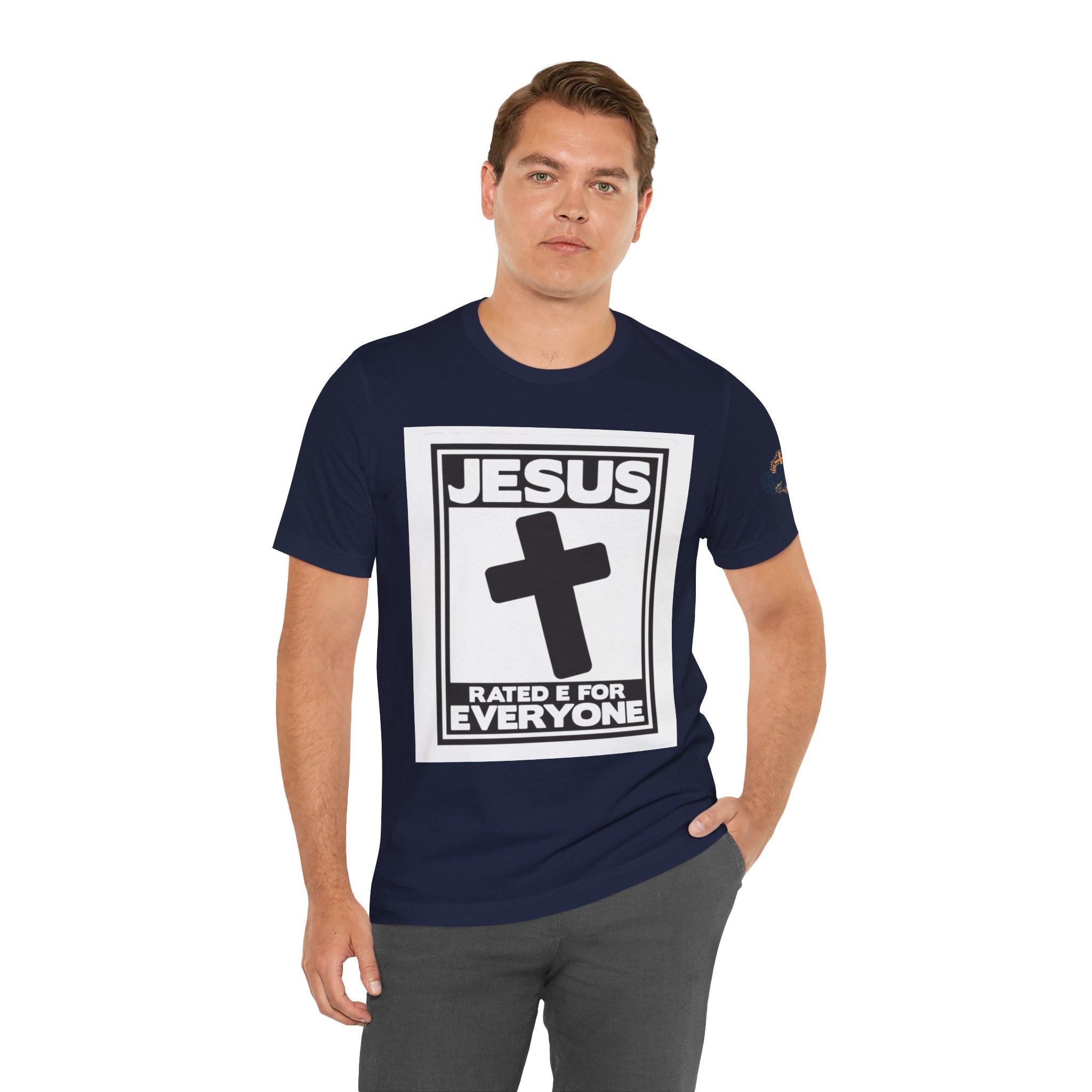 Jesus, Rated E for Everyone T-shirt - Gamer Faith T-shirt - Christian Video Game Parody Printify