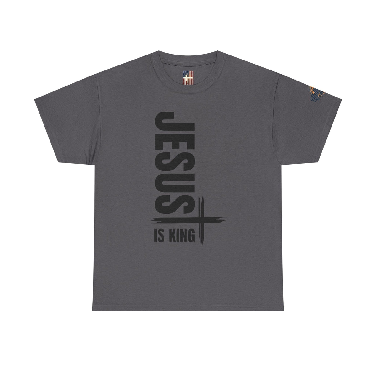 Jesus Is King T-shirt | Modern Typographic Cross Christian T-shirt Printify
