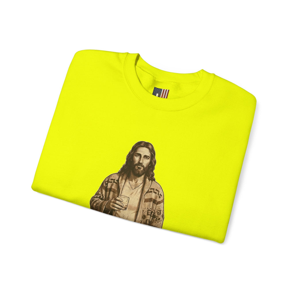 Abide Jesus Sweatshirt — Vintage 'The Dude' Religious Graphic Sweatshirt Printify