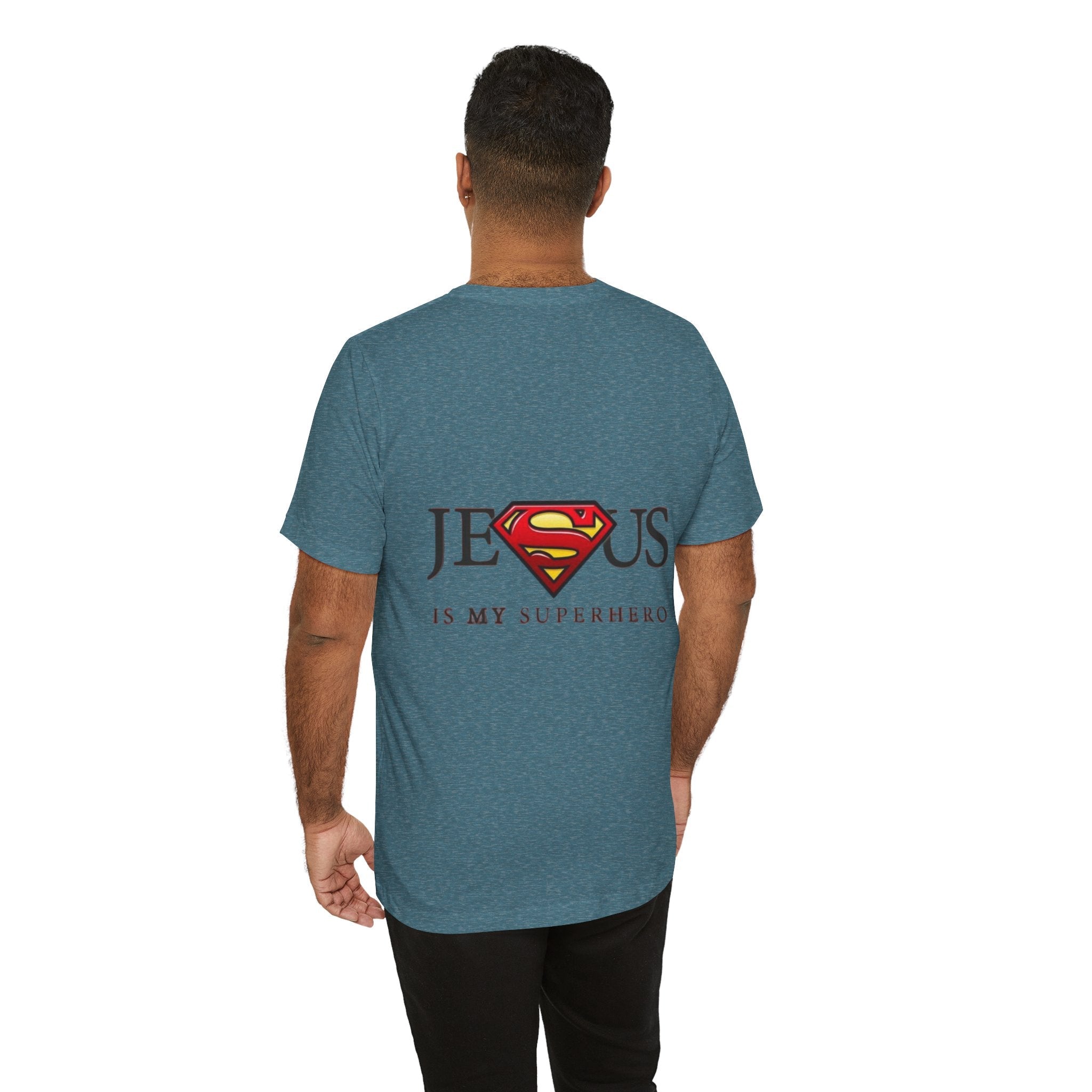 Jesus Is My Superhero T-Shirt — Faith-Based Superman-Inspired Tee Printify