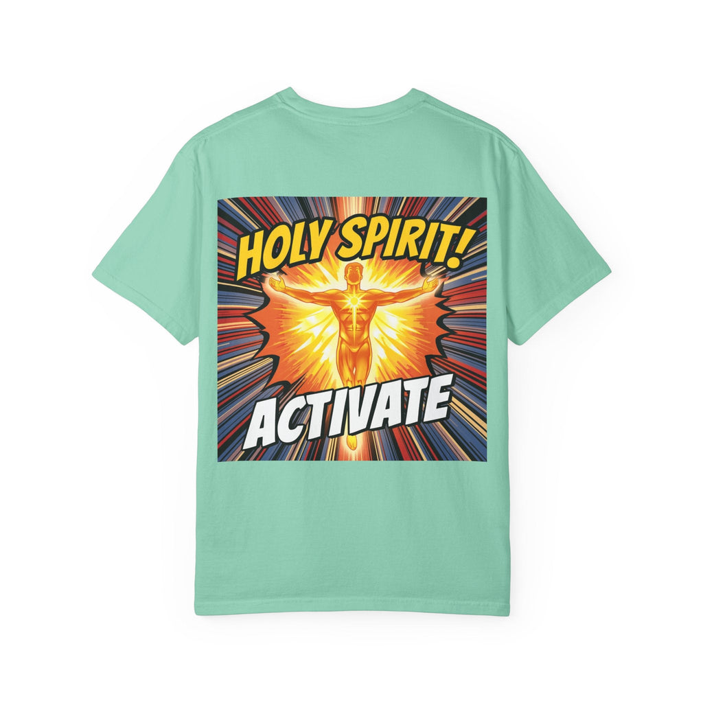 Holy Spirit Activate T-shirt – Superhero Christian T-shirt with Vibrant Power-Up Design for Faith-Fueled Boldness Printify