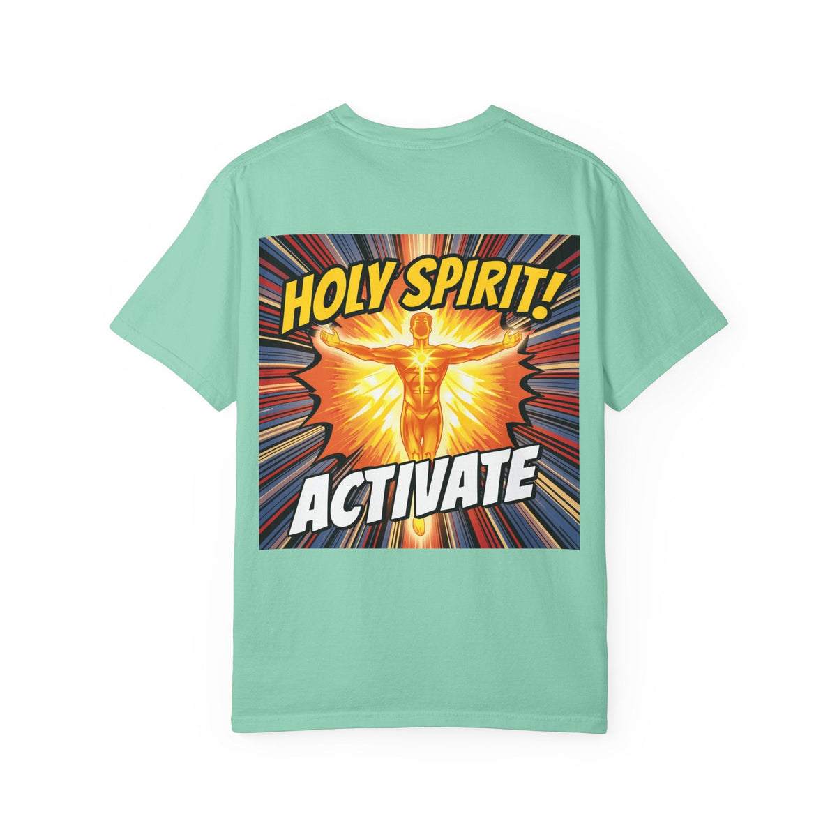 Holy Spirit Activate T-shirt – Superhero Christian T-shirt with Vibrant Power-Up Design for Faith-Fueled Boldness Printify