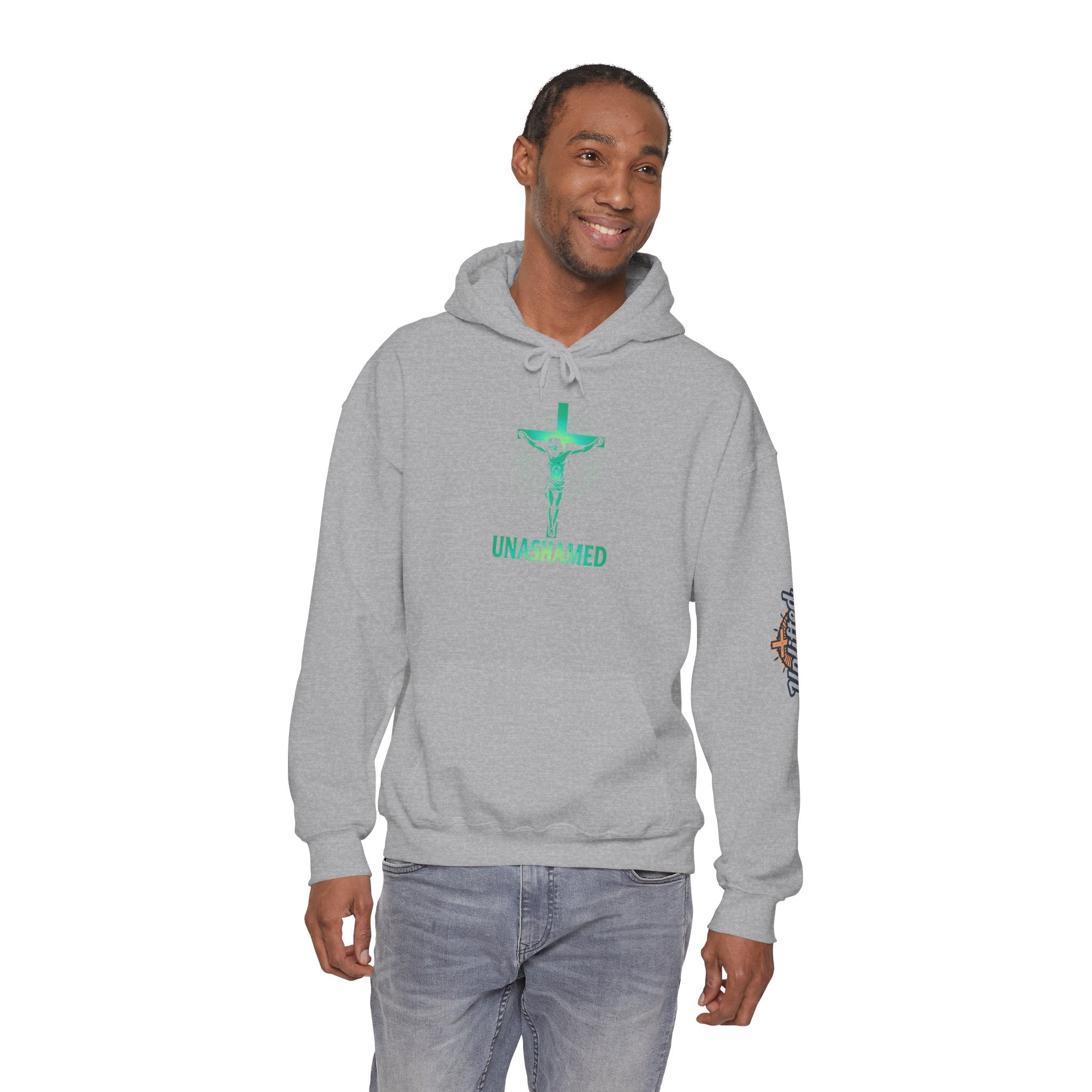 Unashamed Hoodie – Romans 1:16 Crucifixion Christian Hoodie for Bold Unwavering Faith Printify