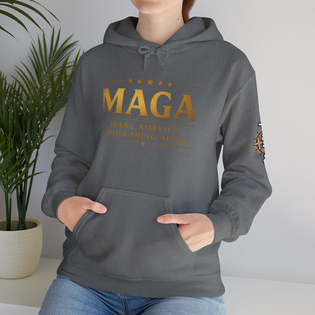 Hoodie - MAGA "Make America Godfearing Again" Political Graphic Hoodie Printify