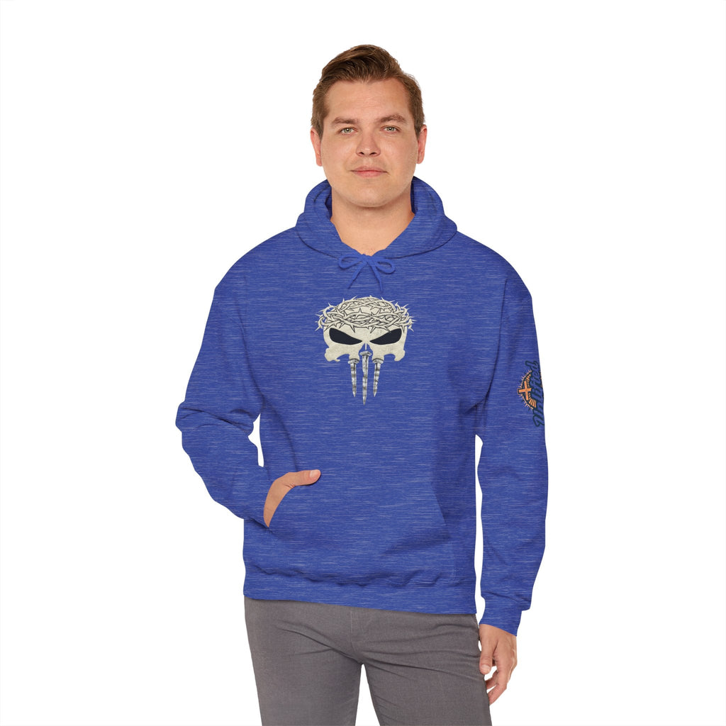 Christian Skull Hoodie - Crown of Thorns & Nails - Warrior Faith Hoodie Printify
