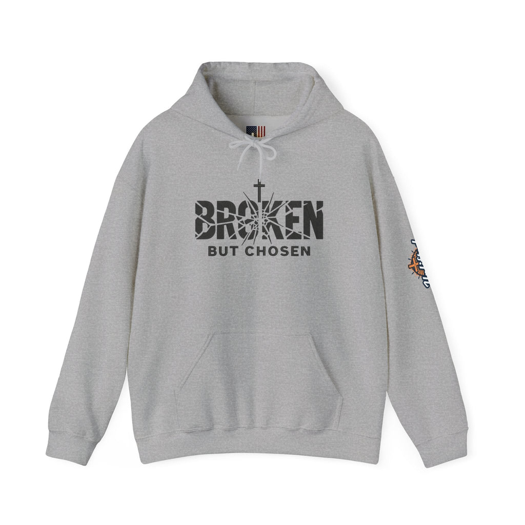Broken But Chosen Hoodie — Christian Faith Graphic Sweatshirt Printify